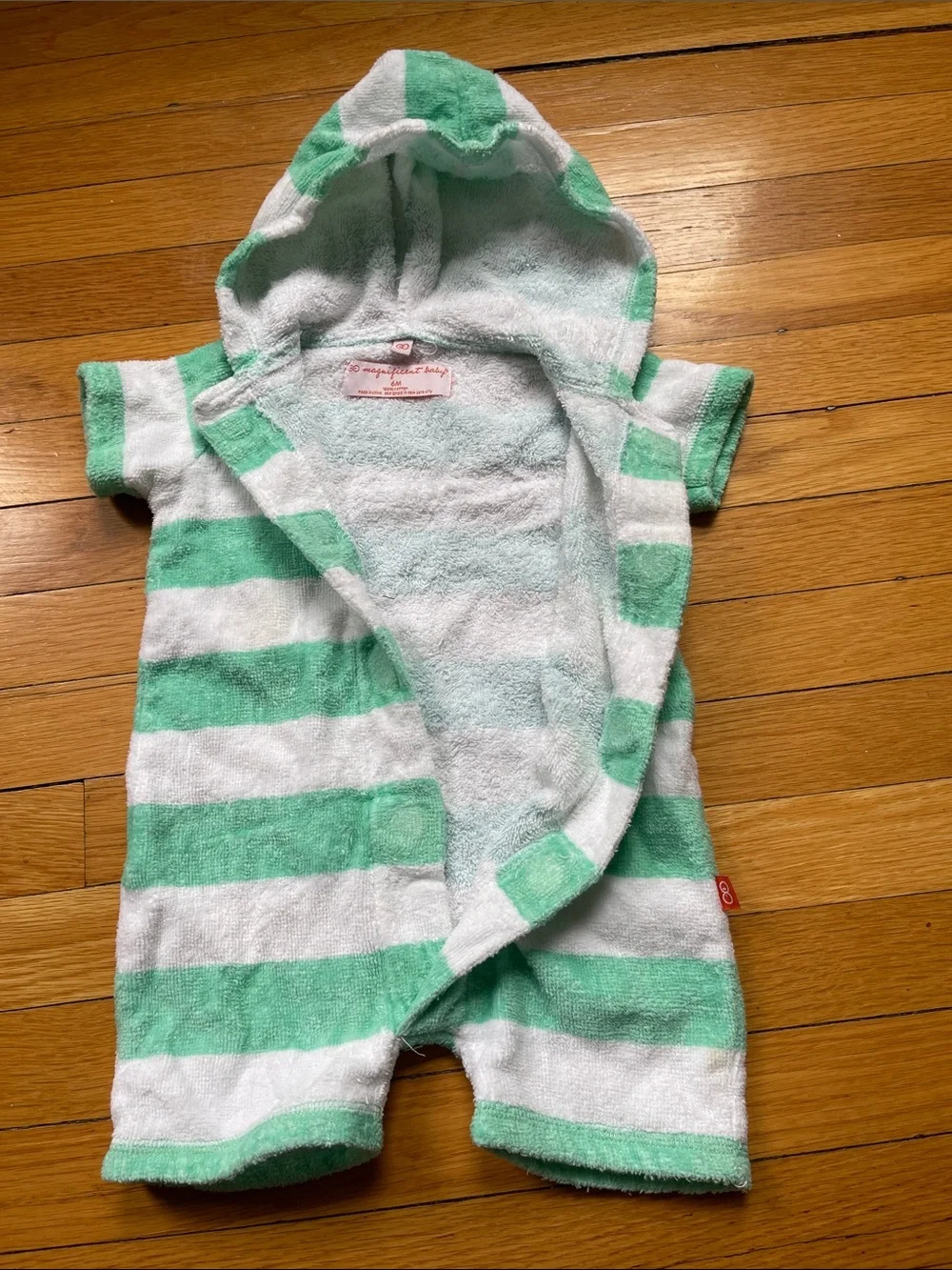 Magnificent Baby Terrycloth Hooded Baby Romper -6 mos